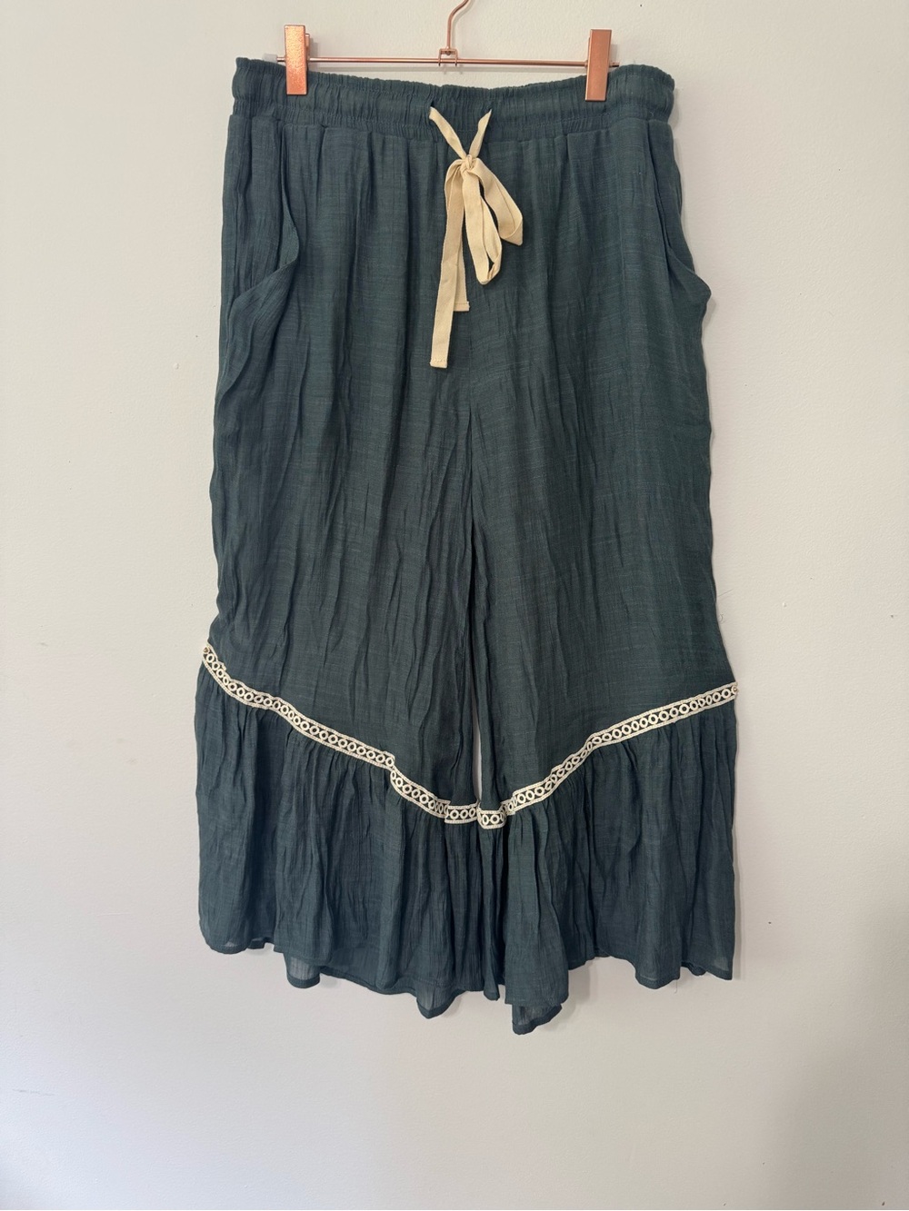 NWT…UMGEE Wide-Leg Teal Gauze Pants Size S